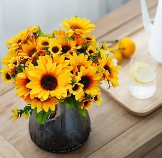 4 Ramos Flores de Girasoles Artificiales con Tallos, Girasoles Artificiales Decoracion, Sunflowers A