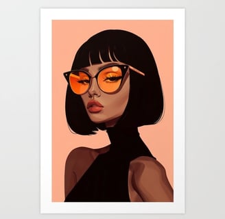Classy Woman with Sunglasses and Bob Haircut Art Print BY Mash Mash