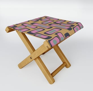 Bold Retro Rectangular Pattern Folding Stool BY Mash Mash