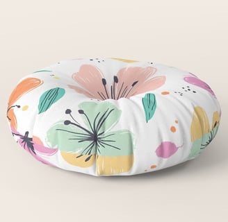 Playful Floral Fiesta Floor Pillow BY Fresh Wave Lab