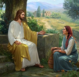 Jesus talking to the Samaritan woman