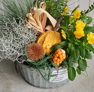 a basket with flowers