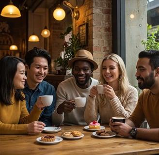 a group of friends enjoying a meal together