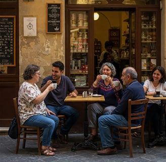 a group of people sitting at a table