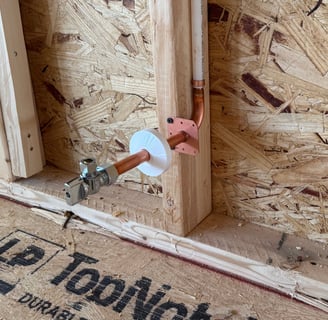 copper stub-out, new construction, premium feature, angle stop, stub out, stub-out, copper