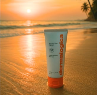 Dermalogica Protection Sport SPF 50 in the sand of a Thai beach at sunset