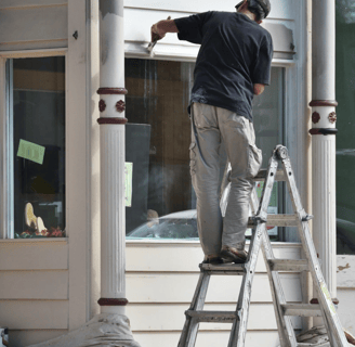 Exterior Painting with Rotten Gutter Replacement and Surface Scraping for a Flawless Finish