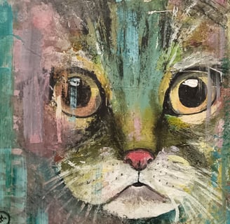 A painting of a cat, pet portrait