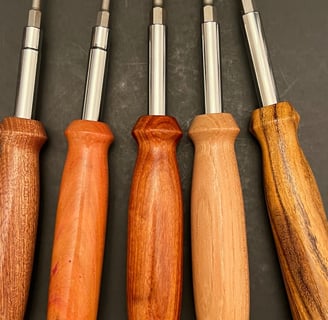 screwdrivers with various woods