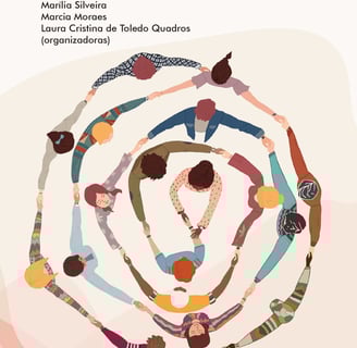 Imagem de ciranda de pessoas com roupas coloridas dando as mãos.