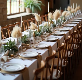 Table décorée dans un thème rustique chic pour une réception de mariage