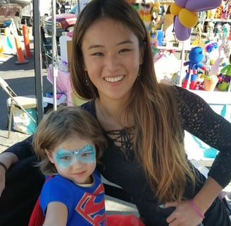 Caroline Face Painted a Small Elsa Mask and Dragon