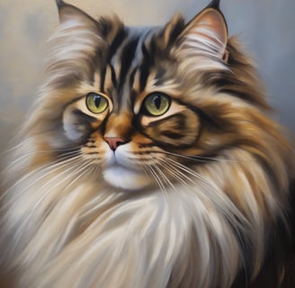 Oil Painting Siberian Cat