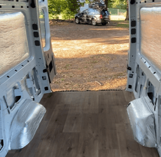 vinyl sheet floor in campervan diy