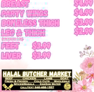 a menu listing for a chicken dinner at halal