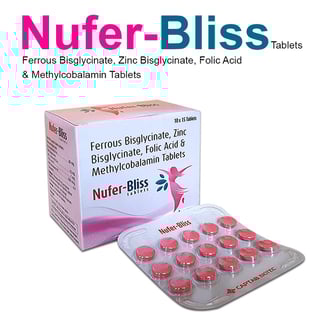 Nufer-Bliss, Ferrous Bisglycinate, zinc bisglycinate, folic acid, methylcobalamin
