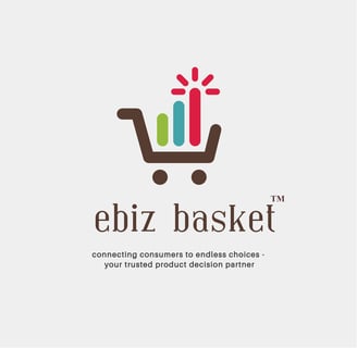 ebizbasket.shop logo depicting a shopping cart with eyes and bars, symbolising informed decision making and revenue scaling