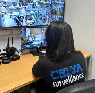 Femme surveillant les caméras de vidéosurveillance dans un mall au Maroc