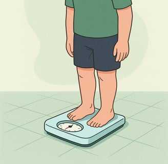 ilustrasi melakukan penimbangan berat badan