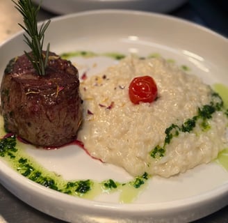 steak with risotto