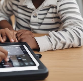 black kids using AAC device