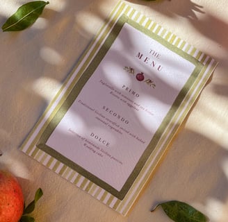 custom menu for wedding in italy 