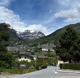 Leuk on the Hill above the Rhone river valley