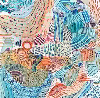 Paysage à l'aquarelle surréaliste  Eva Girardeau