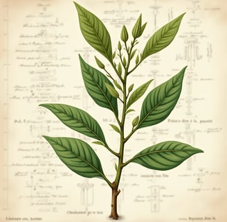a plant with green leaves on a piece of paper