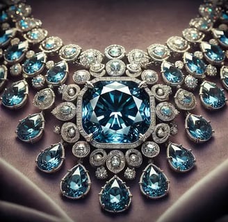 the Hope Diamond, a 45.52-carat blue diamond with a deep and rich hue