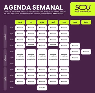agenda semanal de treino funcional