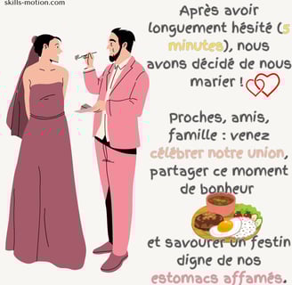 carte invitation repas mariage humour