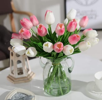 El tulipán Tiene un Toque Real, 33 cm de Largo, Flores Artificiales Decorativas para Ramos de Boda, 