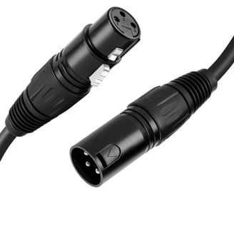 a pair of black and white cables connected to a black cord XLR