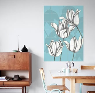 Floral Illustration Wall Art in a Living Room