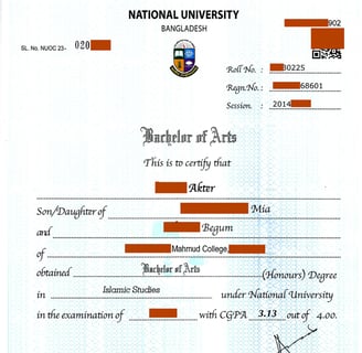 জাতীয় বিশ্ববিদ্যালয় মূল সনদ, Nu.ac.bd Main Certificate