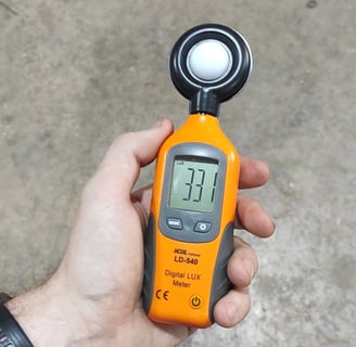 medição de lux de um projeto luminotecnico