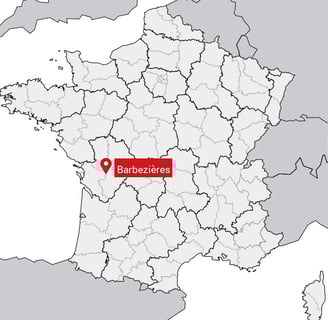 Carte de france où est localisé Barbezières