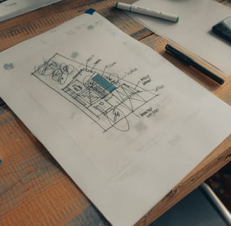 Dessin technique détaillé pour un projet de design d’intérieur sur-mesure par Wronska-Boutet