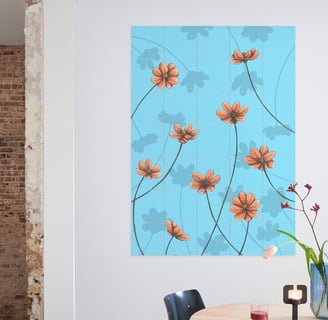 Floral Illustration Wall Art in a Living Room