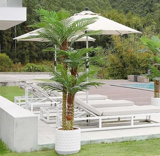 Palmera Plantas Artificiales Decorativas Exteriores, 240cm Arbol Artificial con Clasificación UV, Tr