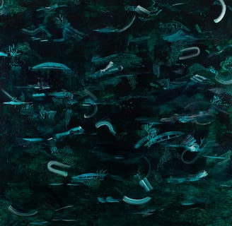 Ink and acrylic on canvas, 127cm x 127cm, 2020
