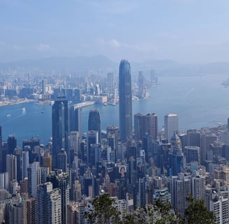 View of Victoria Harbour with skyscrapers
