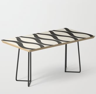 Wavy Rhythm: Black and White Pattern Coffee Table BY Mash Mash