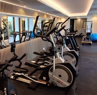 Modern, fully equipped gym at Villa El Rincon, Marbella.