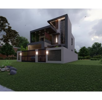 a house with a large lawn and a tree