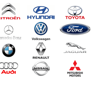 a bunch of logos of all kinds of cars