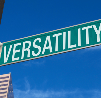 a street sign that says versatility street