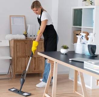 professional cleaners during office cleaning