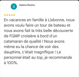 Avis d'une cliente heureuse lors d'une balade en Catamaran à Lisbonne